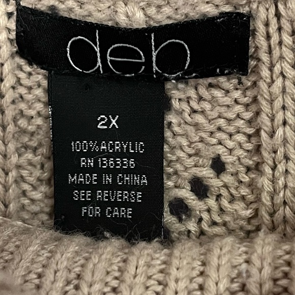 deb Beige/Tan Sweater with Short Sleeves and Versatile Collar in Size 2X - Picture 4 of 15